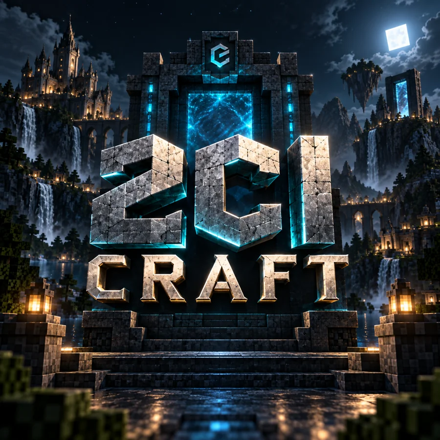 Grafica ufficiale 2CI Craft: il portale illuminato di cyan